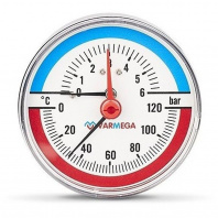 Термоманометр VARMEGA аксиальный 80 мм, 6 бар, 120гр.С, 1/2", с отсекающим клапаном, VMMT06-800604 Термоманометр VARMEGA аксиальный 80 мм, 6 бар, 120гр.С, 1/2", с отсекающим клапаном, VMMT06-800604