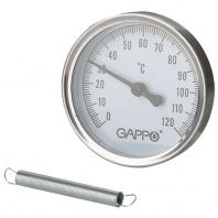 Термометр Gappo биметаллический накладной с пружиной 1"-2" x 0-120C Термометр Gappo биметаллический накладной с пружиной 1"-2" x 0-120C