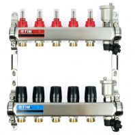 Коллекторная группа со встроенными расходомерами 5 выхода 1" ЕК 3/4" KCS5005 (TIM) нержавеющая сталь Коллекторная группа со встроенными расходомерами 5 выхода 1" ЕК 3/4" KCS5005 (TIM) нержавеющая сталь